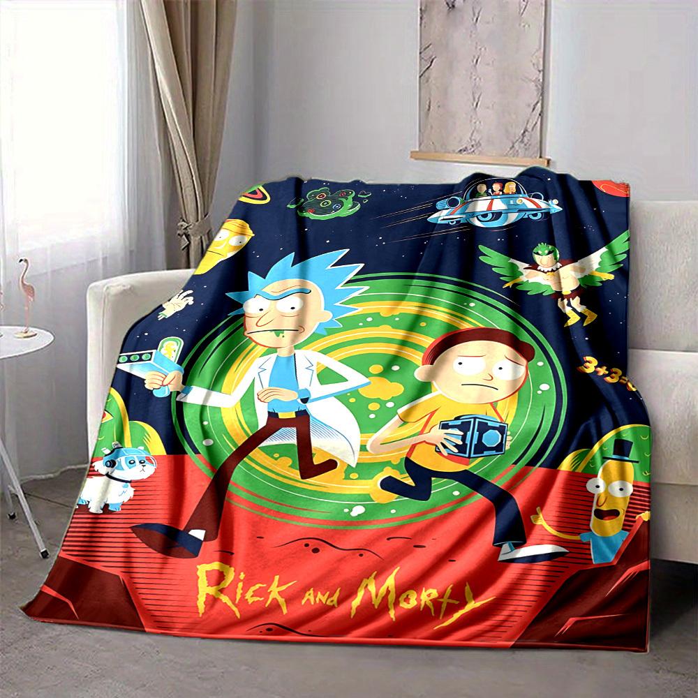 

1pc Rick & Morty Flannel Throw Blanket Lightweight Soft Warm All Season Blanket for Sofa, Bed, Travel,L1028113 80x120cm
