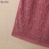 ZANZEA Women Square Collar 3/4 Sleeve Casual Lace Patchwork Elegant Dress