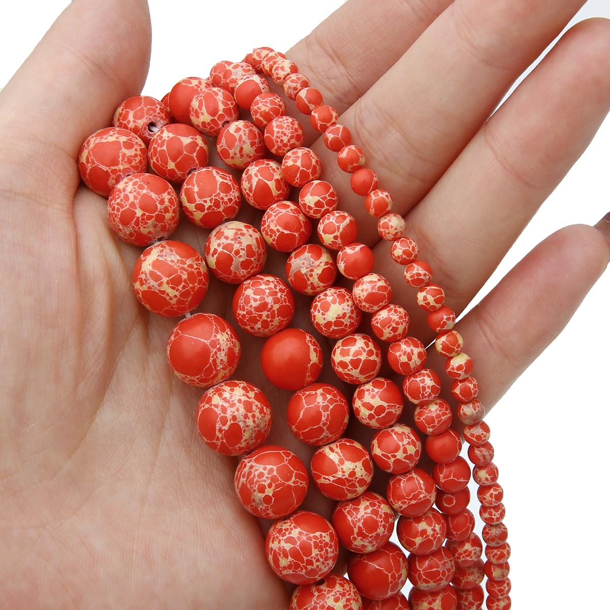 

6/8/10/12 мм натуральный камень нефрит яшма бусины свободные круглые бусины для изготовления ювелирных изделий DIY браслет ожерелье серьги аксессуары около 15 дюймов/нитка 4mm 90pcs оранжево-красный