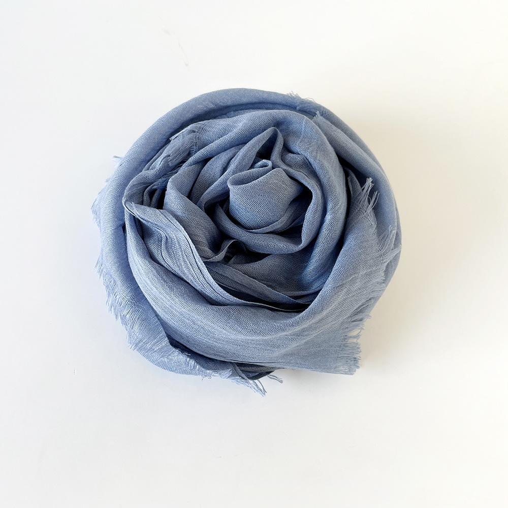 Solid Color Scarf Cotton and Linen Shawl Yarn Women's Summer Sunscreen Headscarf Retro Yarn Lengthened