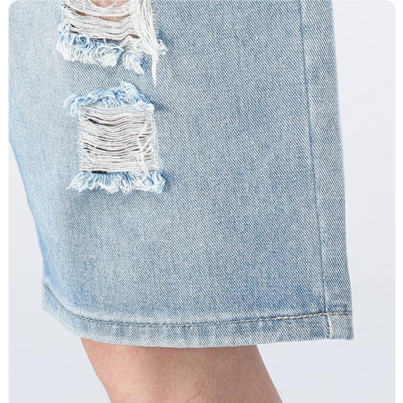 Pětibodové kalhoty Tenké Džínové džíny Jaro Léto Pánské šortky pro volný čas s dírkou