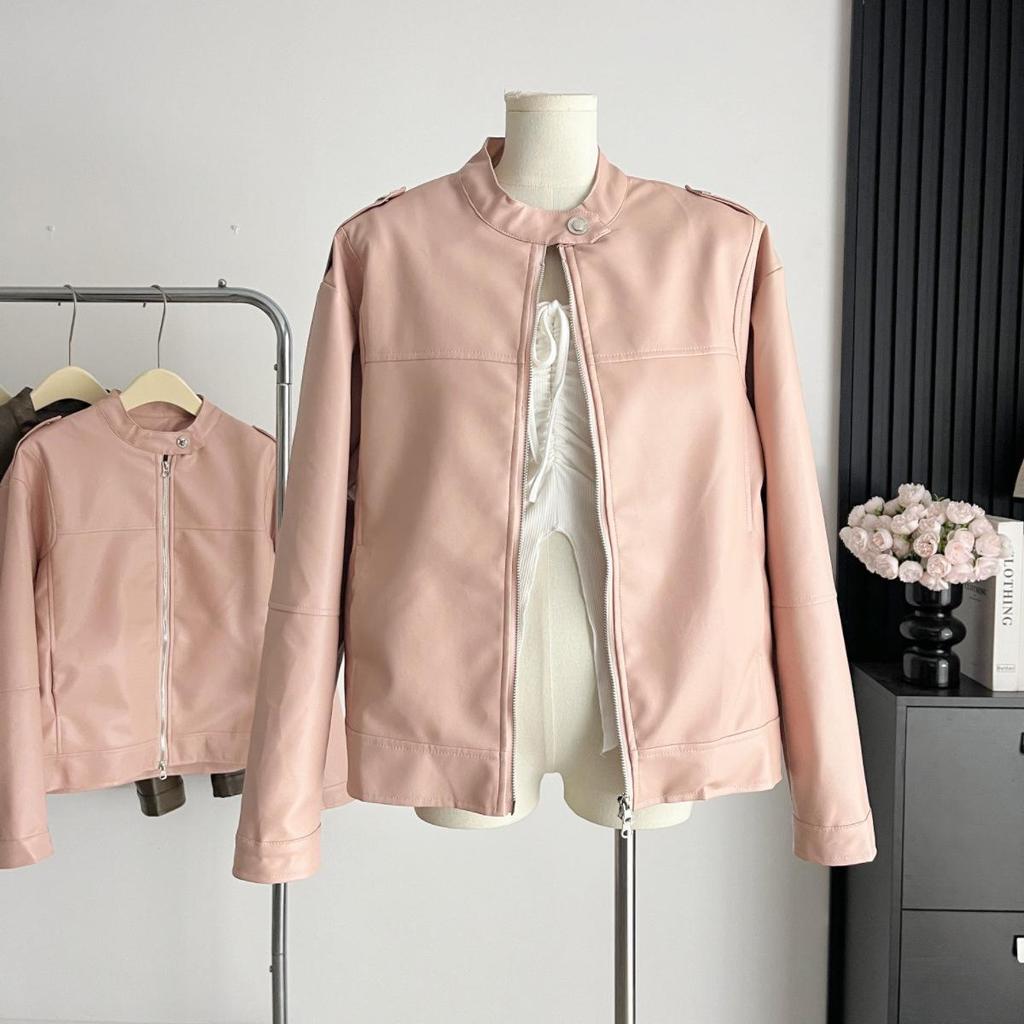 Chic European Xiaoxiang Style Blue Leather Jacket for Women - Unique and Stylish for Early Autumn