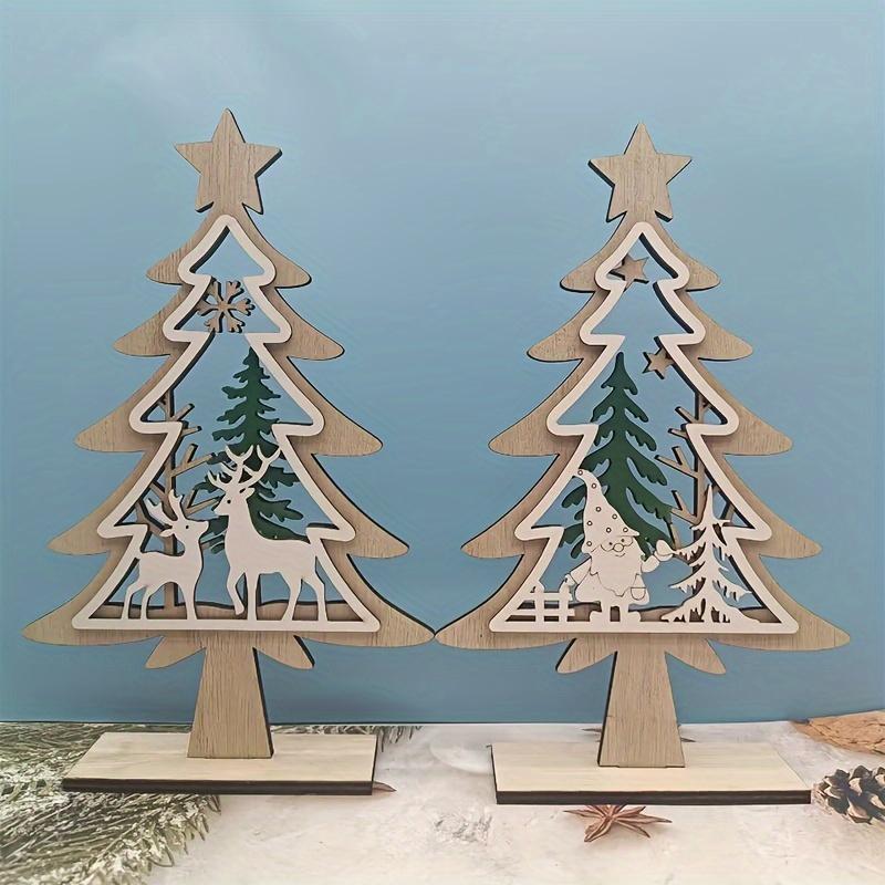 1Pc Wooden Elk Christmas Ornament - Unique Hollow - Carved Design for Home Decor During Christmas, Suitable for Multiple Rooms