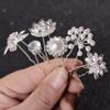 5Pcs Fashion Metal Pearl Flower Hairpin Stick Headwear U-shaped Rhinestone Hair Clip Headdress Bridal Hairpin Wedding