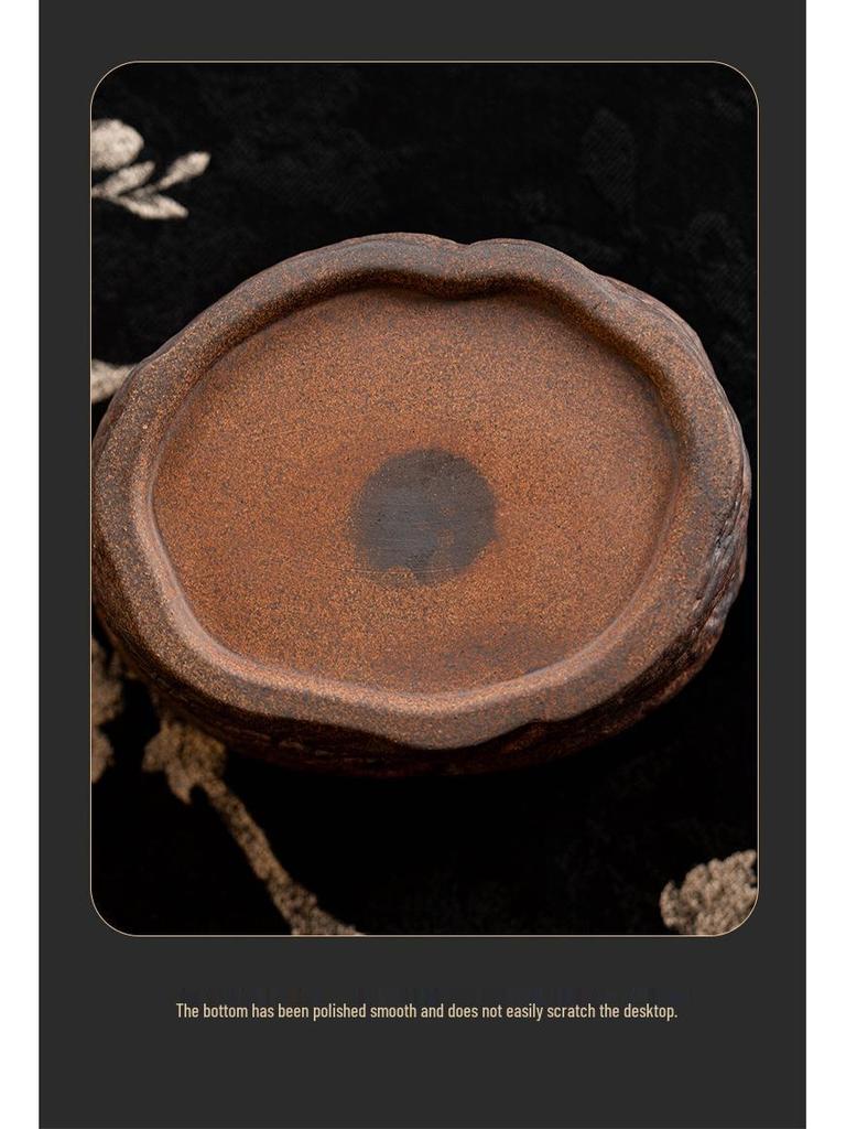 Ceramic Zen Incense Burner: Indoor Aromatherapy & Tea Table Decor for Agarwood and Sandalwood Coils, Chinese Coarse Pottery Design.