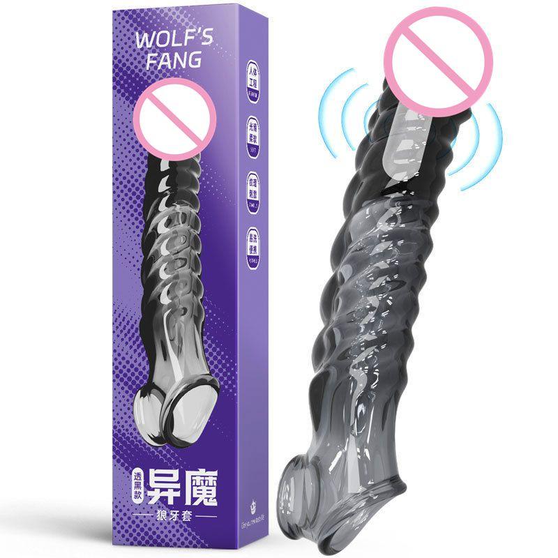 Reusable Condom Penis Extension Sleeve Delay Ejaculation Cock Cover Penis Extender Vibrator Sex Toys For Men Adults Products