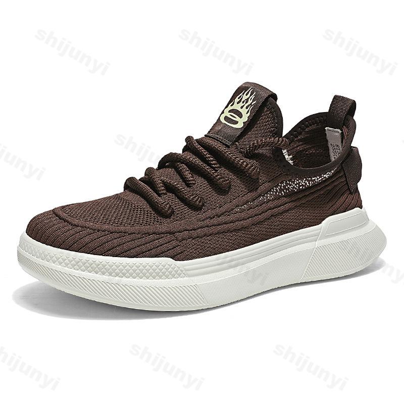 

Fashion Fly Weave Design Mesh Breathable Sports Casual Flat Shoes 2025 Summer Men New Comfortable Lightweight Fashion Soft sole Sneakers 39 коричневый