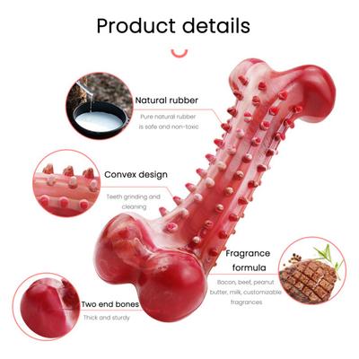 Kauspielzeug aus Naturkautschuk für Hunde, Knochen zur Zahnpflege mit Rindfleischgeschmack, Zahnungshilfe, sicheres Hundespielzeug für große Rassen