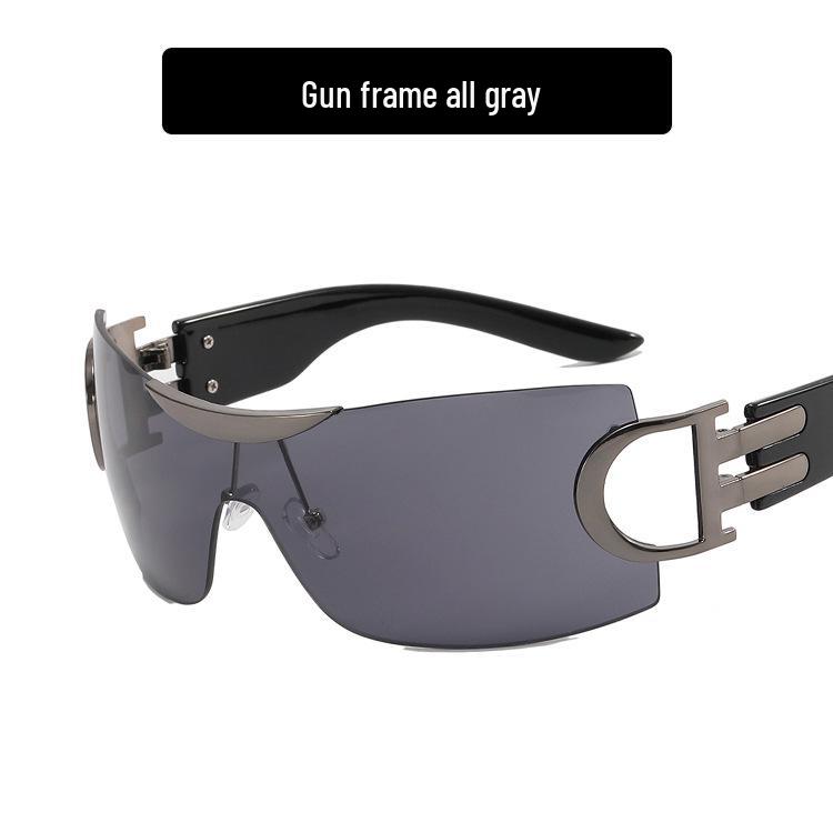 Large Frameless Y2K Sunglasses 2022 - Futuristic Sporty Design