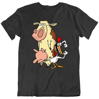 Cow Chicken Animals Tee Cartoon Super Cow Funny Animation Tv T-Shirts