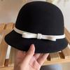 Soft Felt Fedora Hats Bowknot Decoration Bowler Hat Vintage Women Felt Hat  Formal Occasion