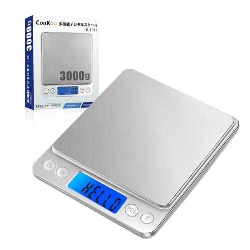 Conkoo Digital Scale, Measures from 0.3g to 3000g in 0.1g Increments, Kitchen Electronic Balance with Tare Function, Counting Function, and Auto-Off F