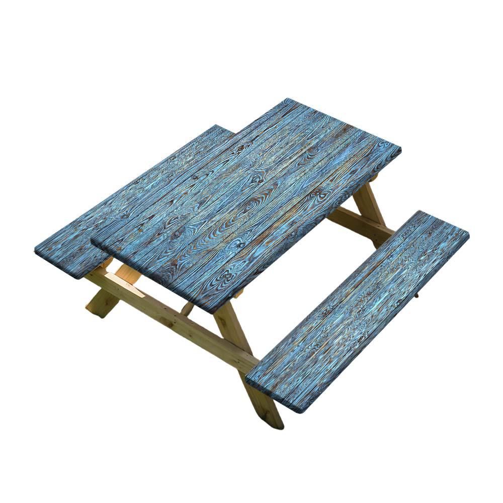 Elastic Wood Grain Outdoor Table and Chairs Cover Set (3-Piece)