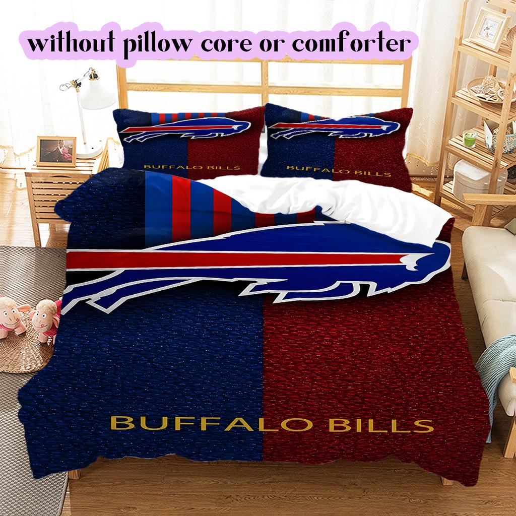 football Logo Pattern Bedding Quilt Set Quilt Cover Pillowcase Home Decoration Birthday Gift (1*duvet cover+ 2*pillowcase, without core)