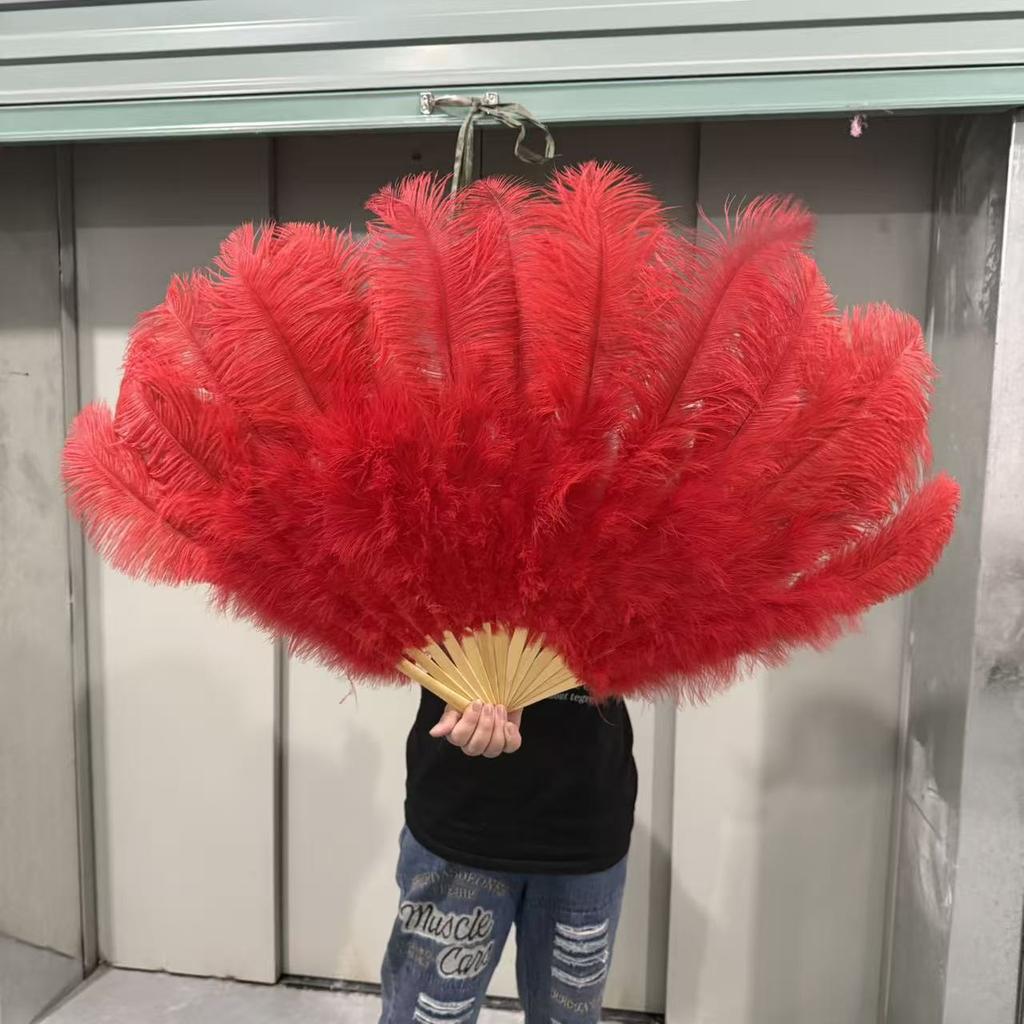 Mixing colour Ostrich Feather Hand Fan 70cm 100cm Fluffy Plumes Fan for Wedding Burlesque Stage Dance Performance Carnival Props