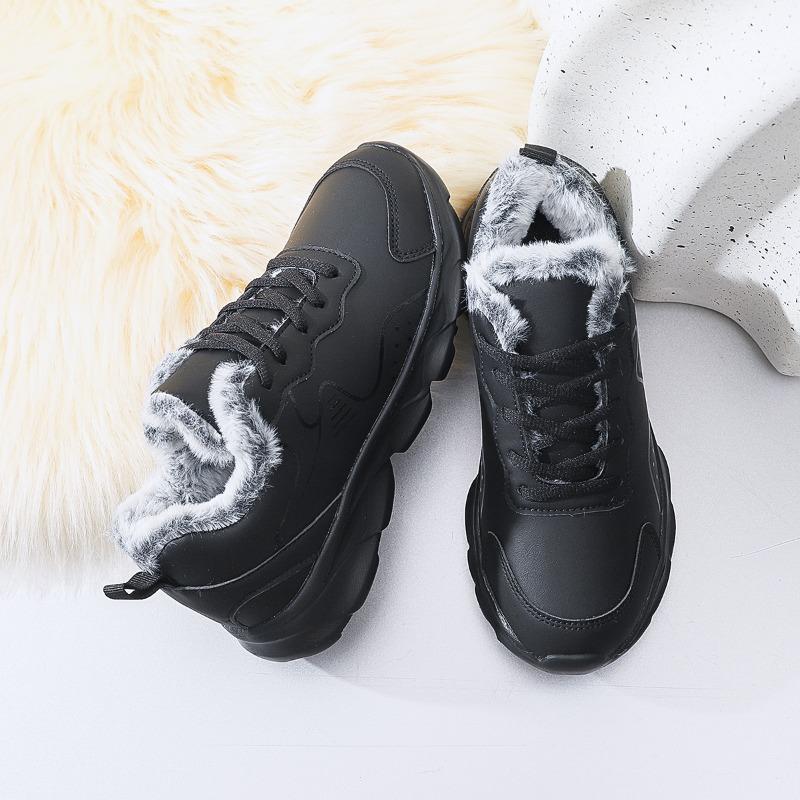 Men's Snow Boots Winter Ankle Boots Fur Outdoor Winter Shoes Warm Hiking Boot Platform Sneakers Lightweight Lace-up Cotton Boots