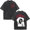 Singer Lali River Tour  Print Vintage Washed Tshirt Unisex Women Fashion Tshirts Summer Loose Casual Harajuku Cotton Tshirts