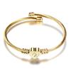 Stylish Women's Bracelet: Stainless Steel Peach Heart with Braided Cable and European-American 26 Letters Design