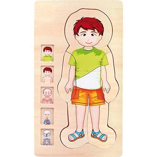 LEGLER 3D Anatomie Puzzle Junge 29 Teile – mehrstöckiges Puzzle menschlicher Körper (Skelett, Muskeln, Organe)