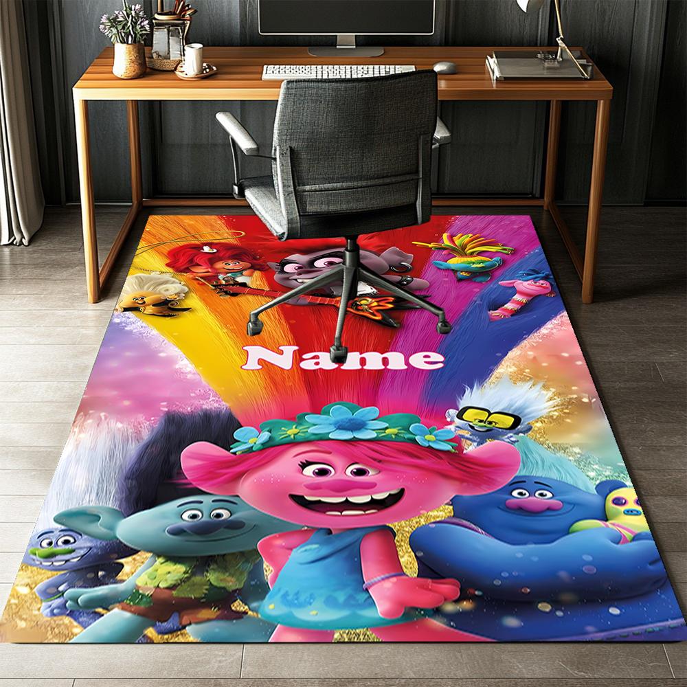 Custom Name Trolls Printed Carpet,Rug for Office Chair Living Room Bedroom Kitchen Room Decor Gifts.