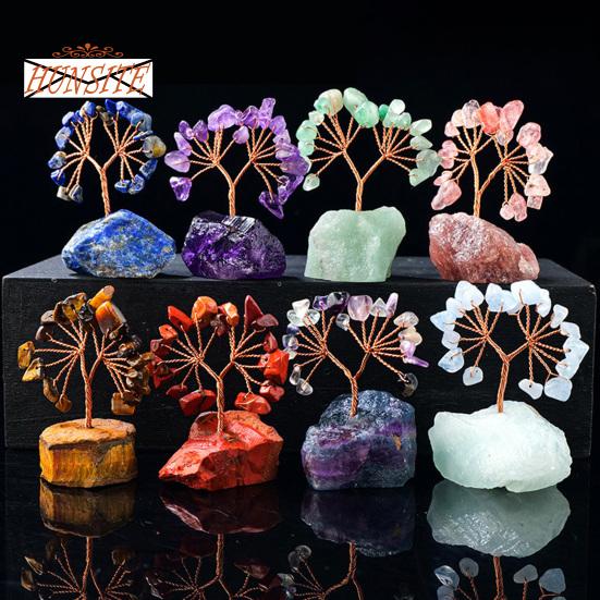 

Красочный орнамент из натурального камня с основанием, денежное дерево с положительной целебной энергией