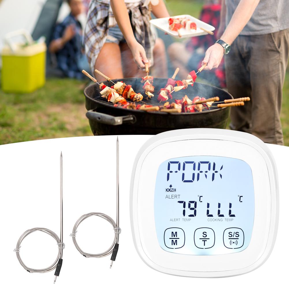 Digital grilltermometer med pekskärm och timerfunktion, köksmatlagningsaccessoar