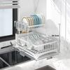 Tableware Stand Dish Drying Rack Large Capacity Double-Layer Design Anti-Rust Coating