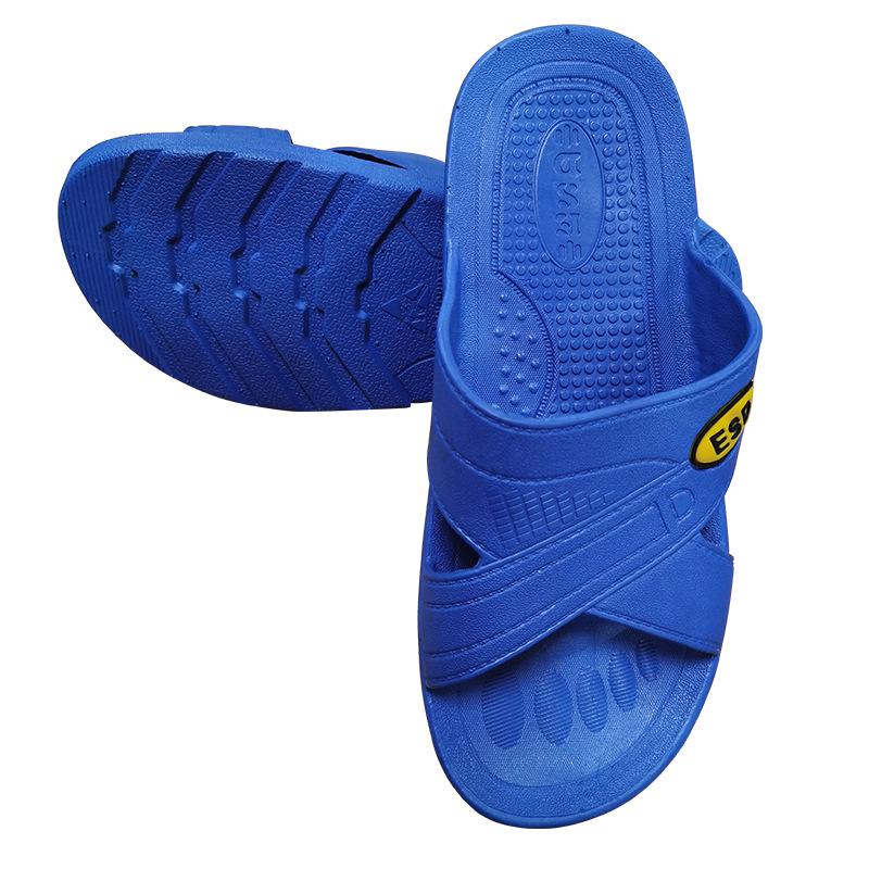 Anti-Static Blue-Black Dust-Free SPU Six-Hole Closed Toe Slippers