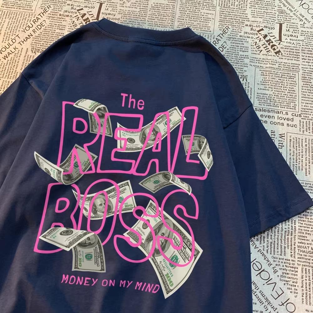 The Real  Money On My Mind Clothes Men Women Crewneck Casual Shirts Summer T-Shirt Personality Loose T-Shirt Couple Cotton