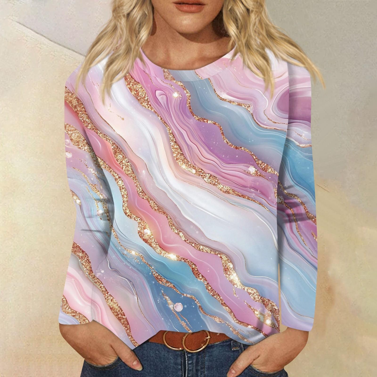 

Женская модная повседневная кофта с длинным рукавом и принтом, с круглым вырезом XL розовый