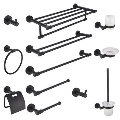 Matte Black Bathroom Accessories Knurled Towel Bar Bath Robe Hook Bathroom Hardware Set Shelf for Towels Paper Tissue Hol