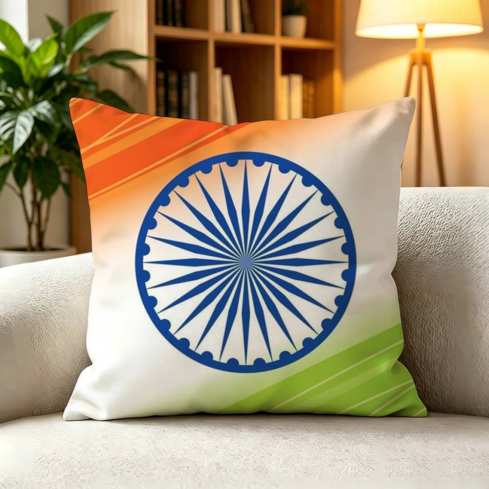 IIndia Indian National Emble Flag Pillow Case Square DoubleSided Sofa Cushion Cover Bedroom Bedside Pillow