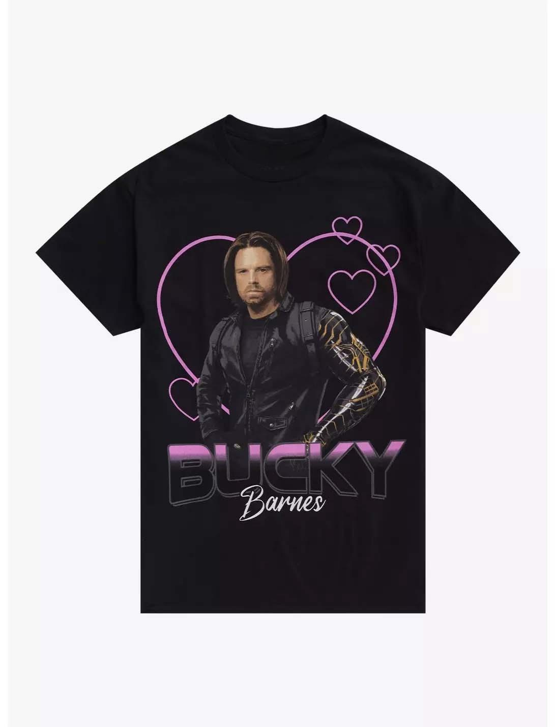 

Genuine 2026 New Thunderbolt * Bucky Barnes Hearts Printed Plus Size Men s Short Sleeve Loose Crew Neck T-Shirt 4XL