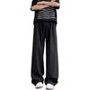 Dingfengbaoluo Men's Linen Pants, Spring Pure Cotton, Draping Loose Straight-Leg Solid Color Casual Pants, DJ83 Black 3XL