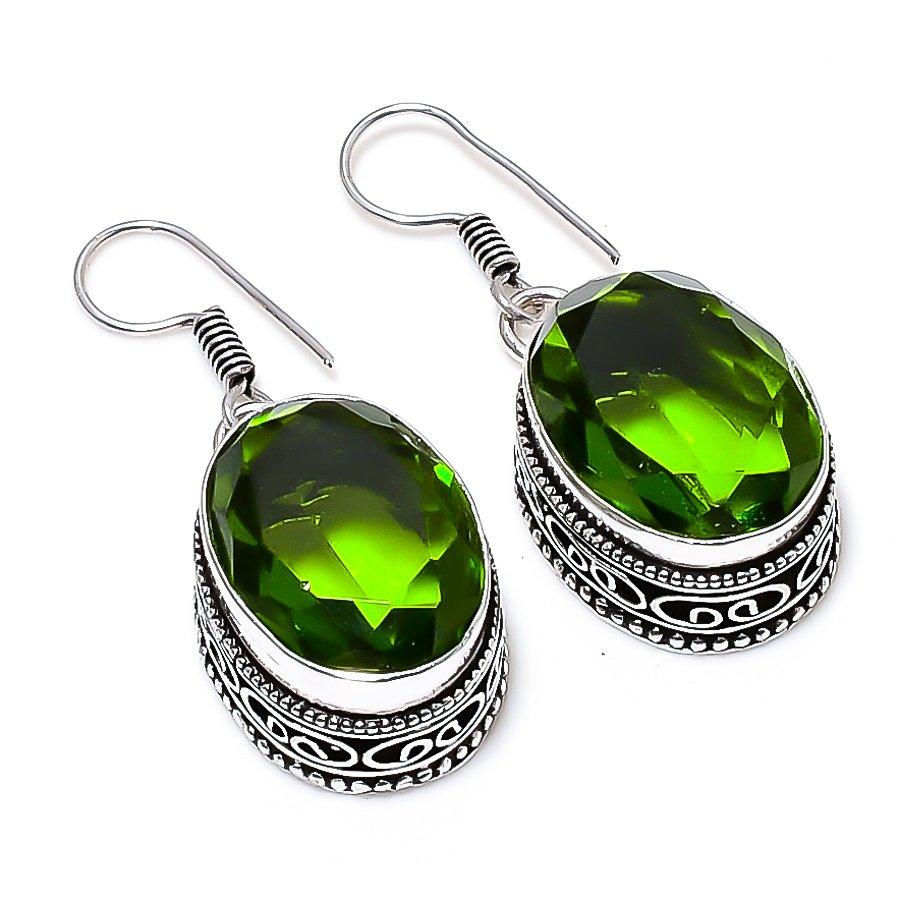 

Vintage Peridot Gemstone Handmade Ethnic Jewelry Earring 1.54 SR-7712