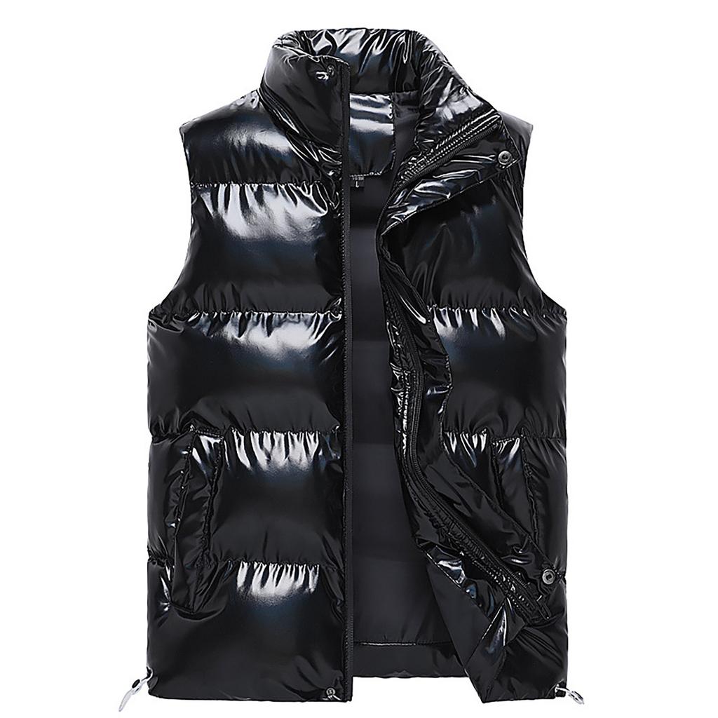 Men's Solid-color Zipper Vest, Men's And Women's Stand-up Collar Sleeveless Outdoor Casual Warm Vest Jacket
