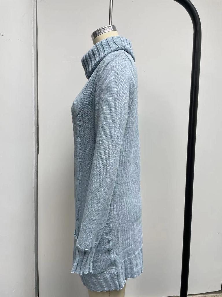 Pulovere moi elegante de bază tricotate topuri modă toamnă și iarnă guler înalt guler rotund tricotat pulover casual cu mânecă lungă pulover