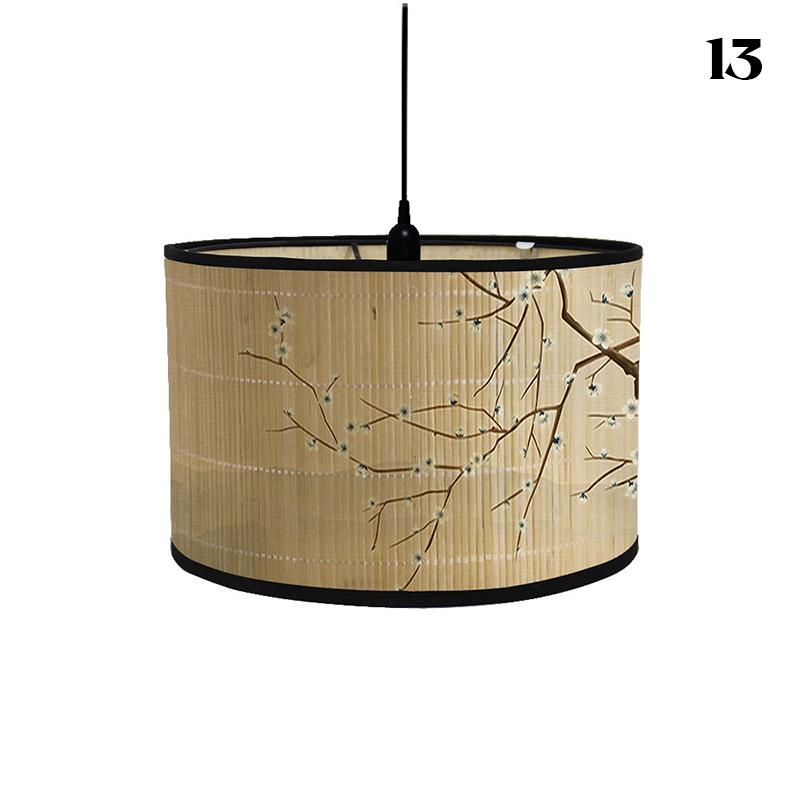 Chinese Retro Style Handmade Bamboo Lamp Shade  Flower Print Lampshade Home Decor Chandelier E27 Lampshade Crafts