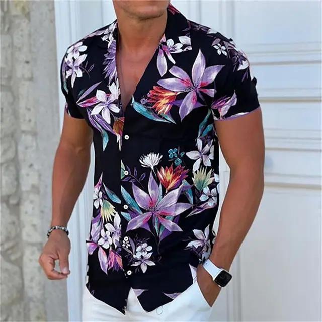 Camicia Comoda da Uomo Albero di Cocco Stampa 3D Hawaiana Spiaggia S-6XLl Manica Corta Top alla Moda Casual