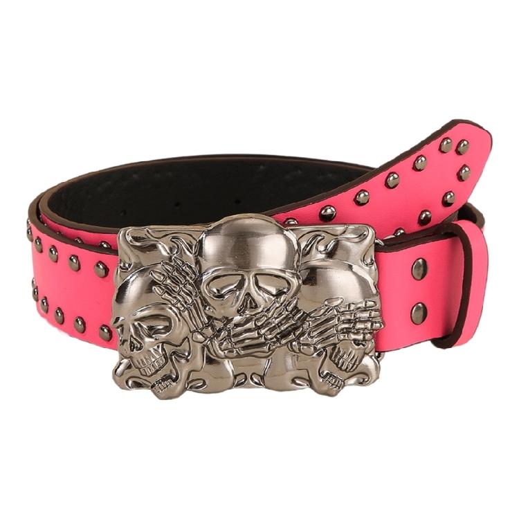 Versatiles Leather Belt Hipsters Fashion Waistband Men Skull Buckle Waist Belt for Trendy Outfits