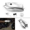 9L 2.4 Gallon Chrome Motorcycle Universal Gas Fuel Tank For Cafe Racer Custom