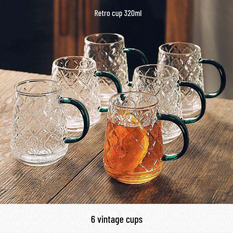 Vintage Begonia Flower Glass Tea Cup Set