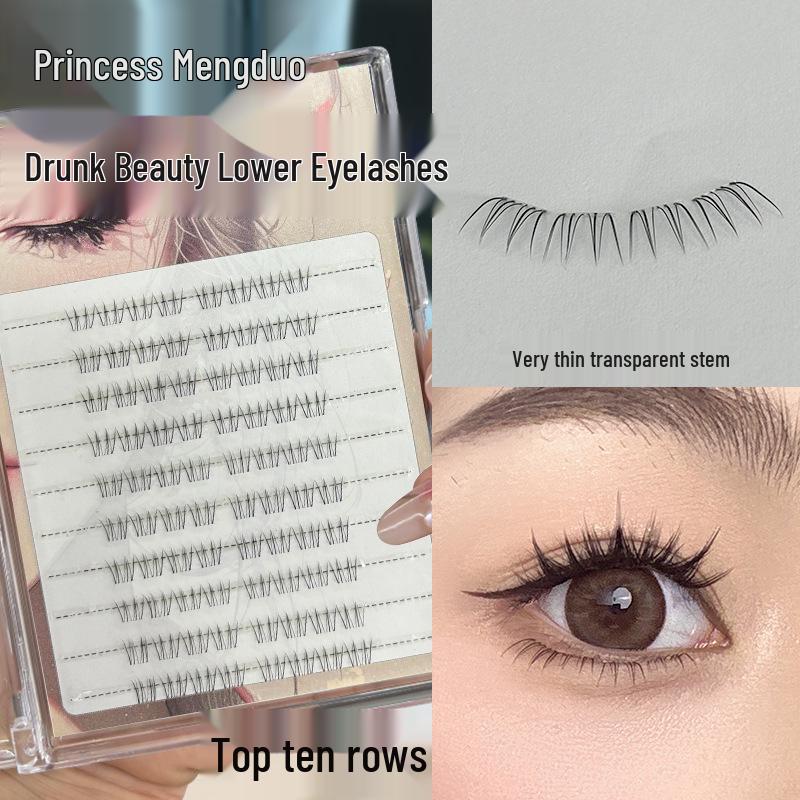 

Mengduo Princess Drunk Beauty Natural Single Cluster Eyelashes with Transparent Stem