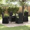 VidaXL 5-Piece Garden Dining Set with Cushions Black Poly Rattan 3379509
