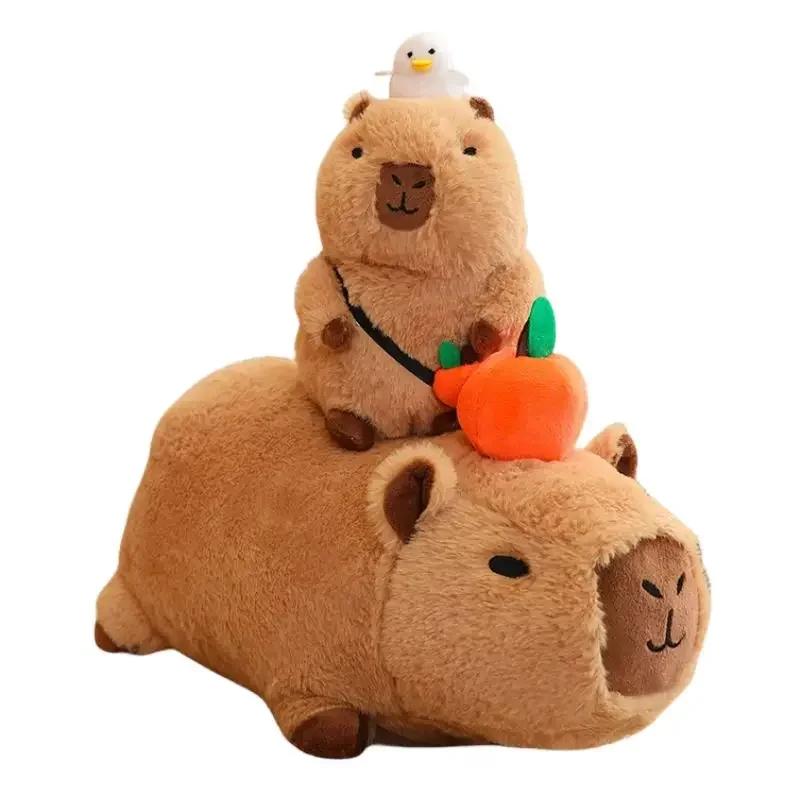 Funny Capybara Plush Toy Simulation Capybara with Fruits Fluffy Doll Stuffed Animals Bubble Pendant Creative Gift for Kids Boy