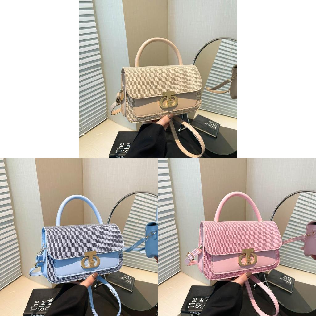 Fashion Portable Pu Small Square Bag With Stitching Detail For Daily Use