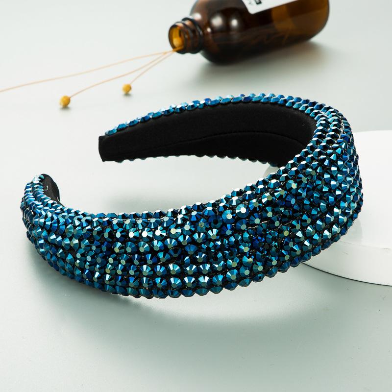 Cerchietto Per Capelli Donna Vovii Con Perline E Strass – Modello Imbottito E Glitterato, Colore Blu