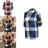 Stylish S-5xl Women's Long Sleeve Plaid T-shirt Blouse With V-neck Design