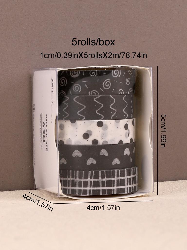 5rolls/Box Vintage Autumn Washi Tape Set Back To School Stationery Cute Washi Tape Scrapbooking Supplies Colored Masking Tape