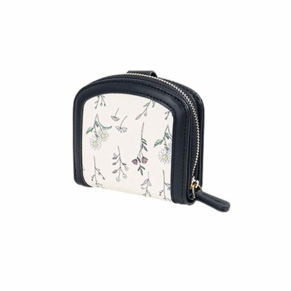 Floral Print Mini Coin Purse Bag Zipper Pouch Card Holder Portable PU Leather Short Wallet Women